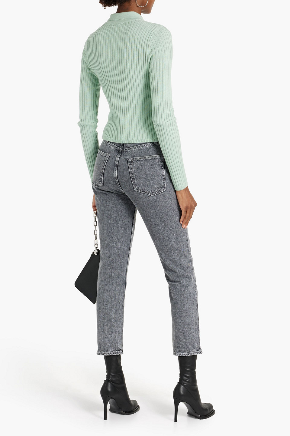 Shop Rag & Bone Nina Cropped Mid-rise Straight-leg Jeans In Gray