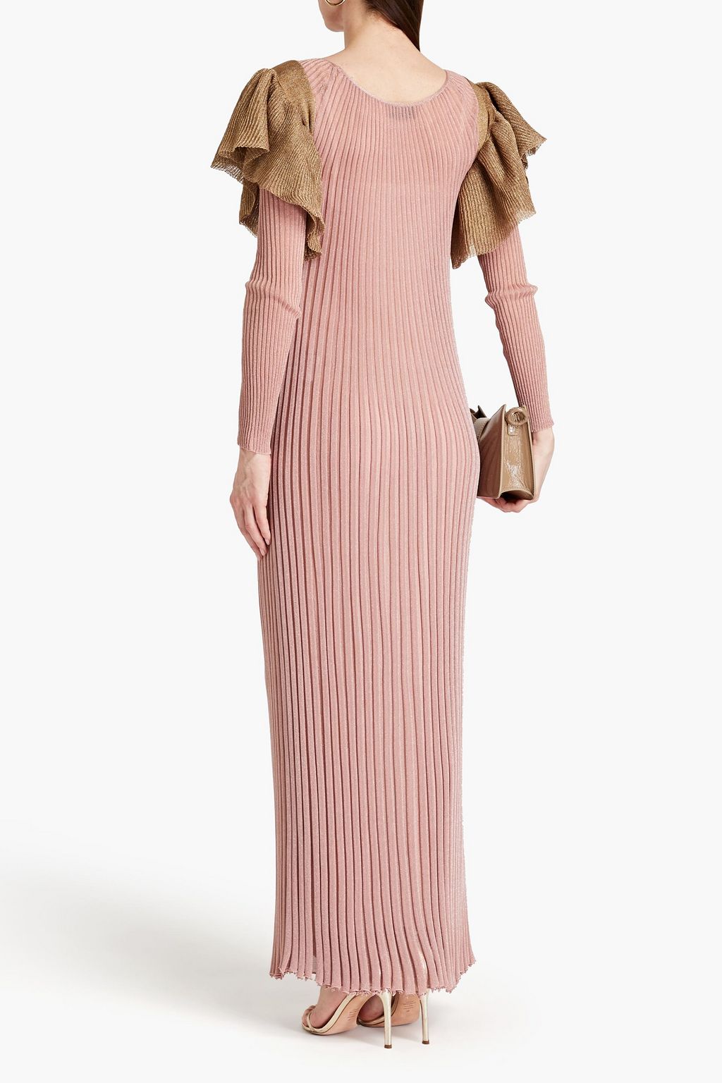 MISSONI فستان طويل من الكوبرو المحبوك بنمط كروشيه بلونين