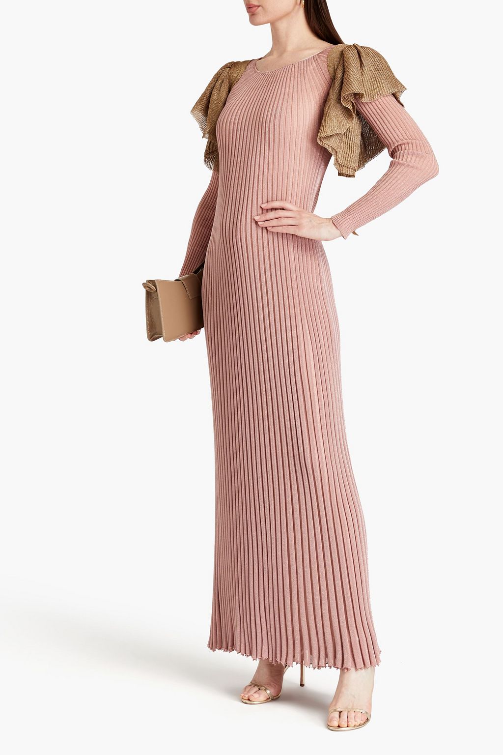 MISSONI فستان طويل من الكوبرو المحبوك بنمط كروشيه بلونين