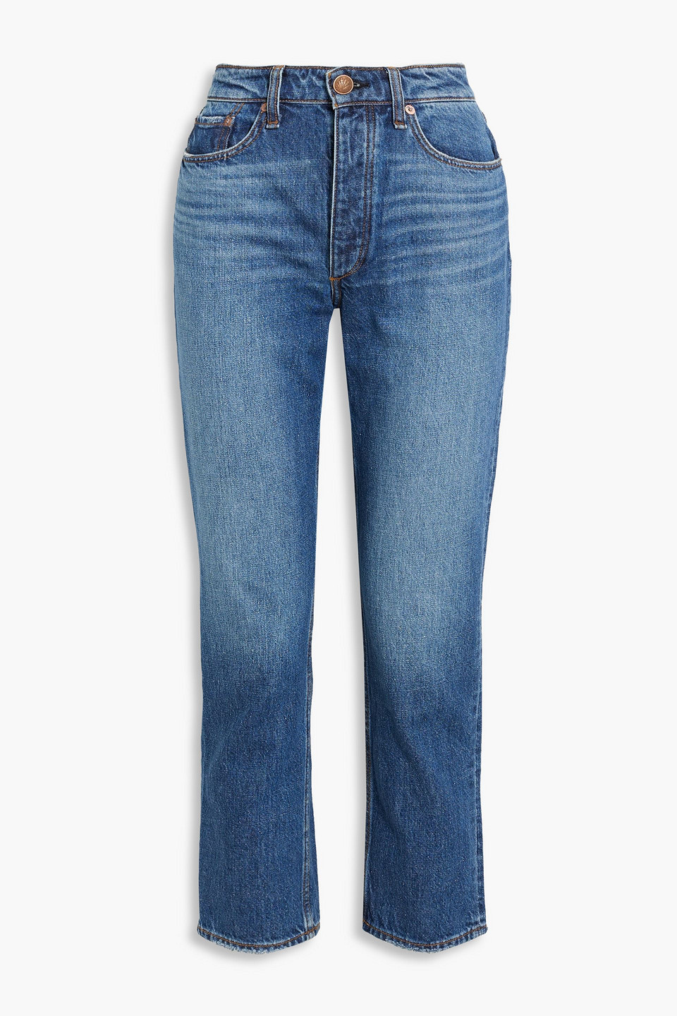 Nina cropped high-rise straight-leg jeans