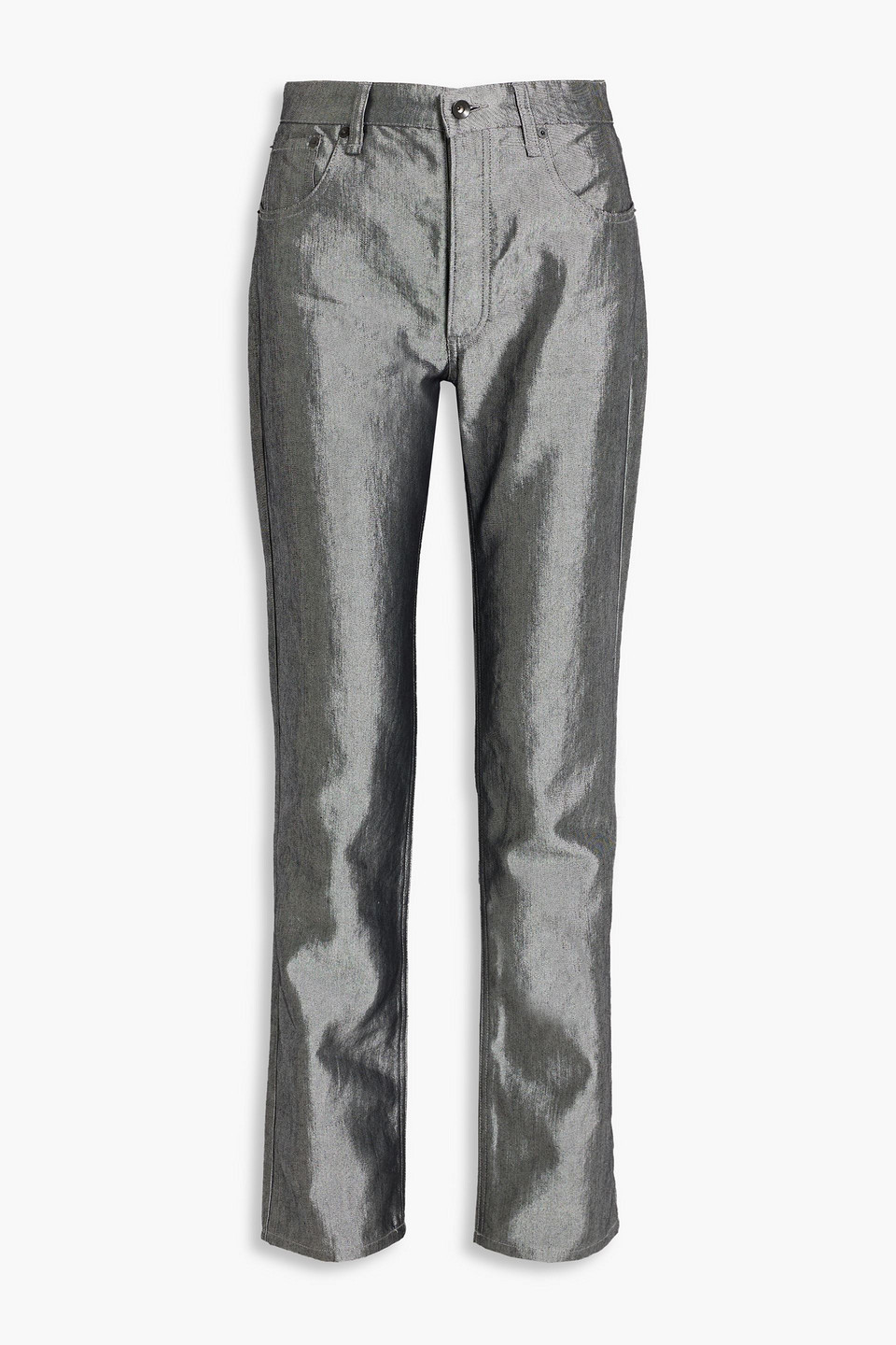 Rag & Bone Piper Metallic Mid-rise Straight-leg Jeans In Gray