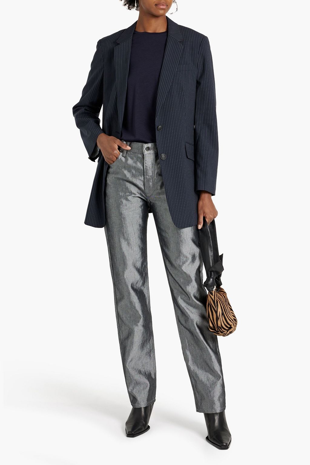 RAG & BONE Piper metallic mid-rise straight-leg jeans