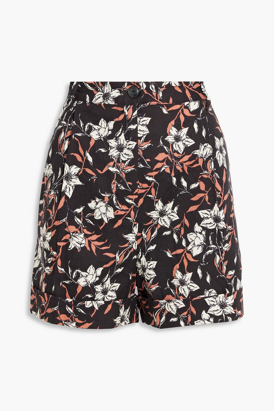 Shop Rag & Bone Ivy Floral-print Linen-blend Shorts In Black