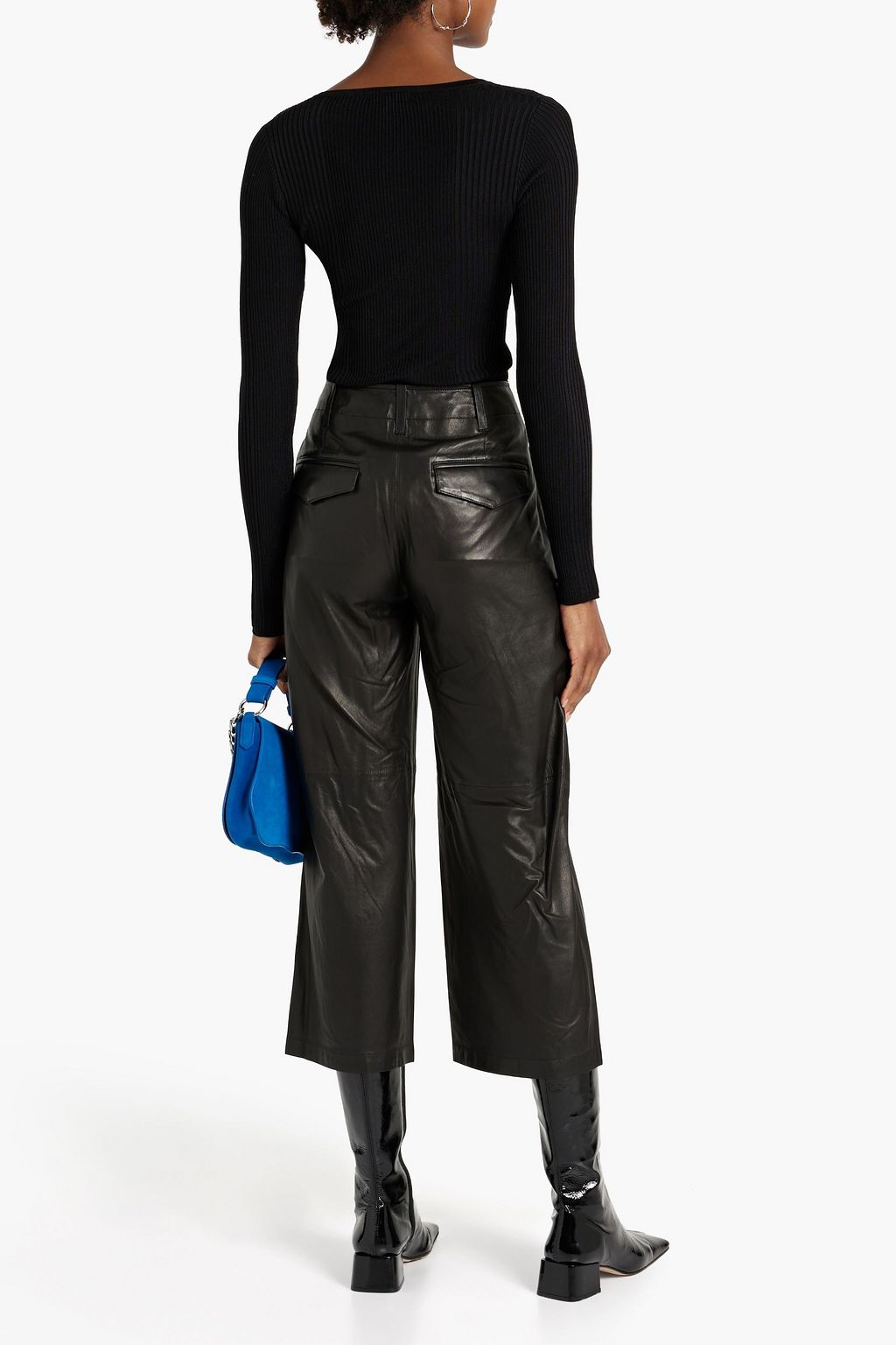 RAG & BONE 가죽 크롭 스트레이트 레그 팬츠