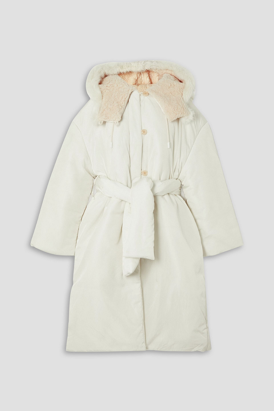 Acne Studios Oversized Faux Shearling-trimmed Padded Shell Jacket In White