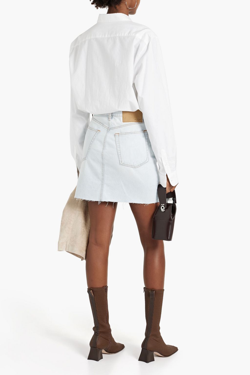 RAG & BONE تنورة قصيرة من الجينز مزينة بحواف منسلّة