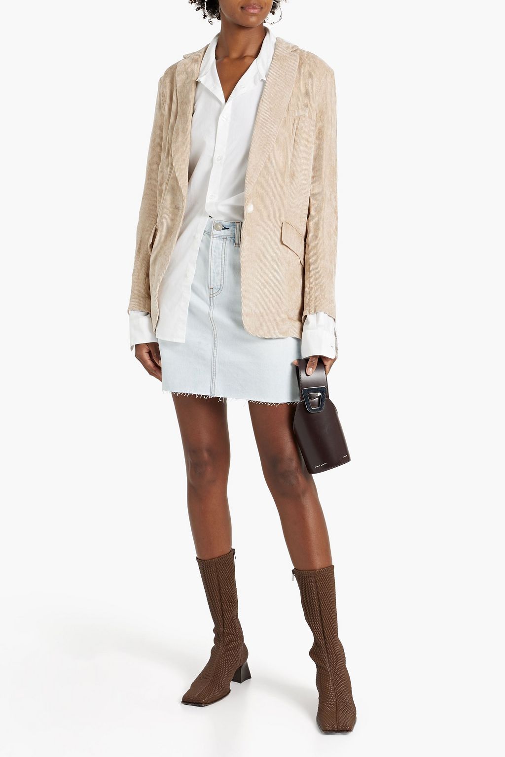 RAG & BONE تنورة قصيرة من الجينز مزينة بحواف منسلّة