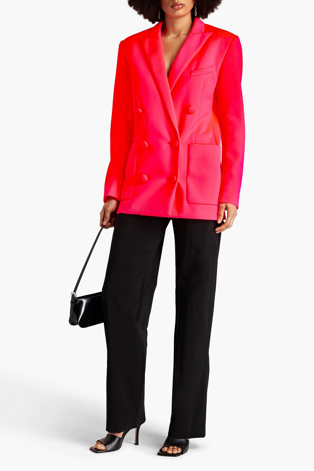 BALMAIN Double-breasted neon crepe blazer