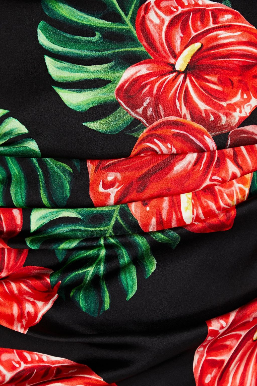 DOLCE&GABBANA توب من ساتان الكريب المصنوع من مزيج الحرير بتصميم مزموم مزين بطبعة الأزهار