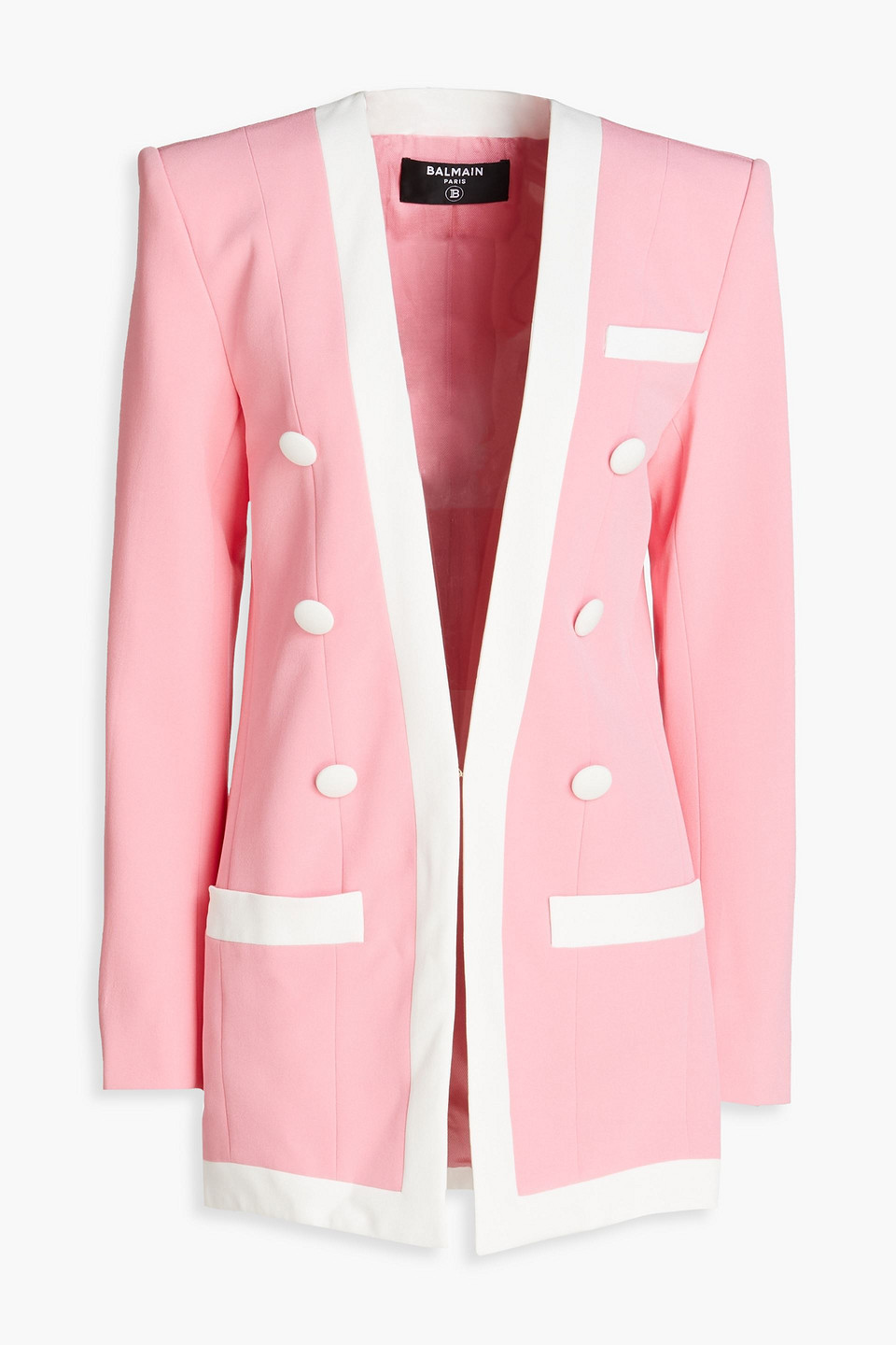 Balmain Two-tone Crepe Blazer In Pink