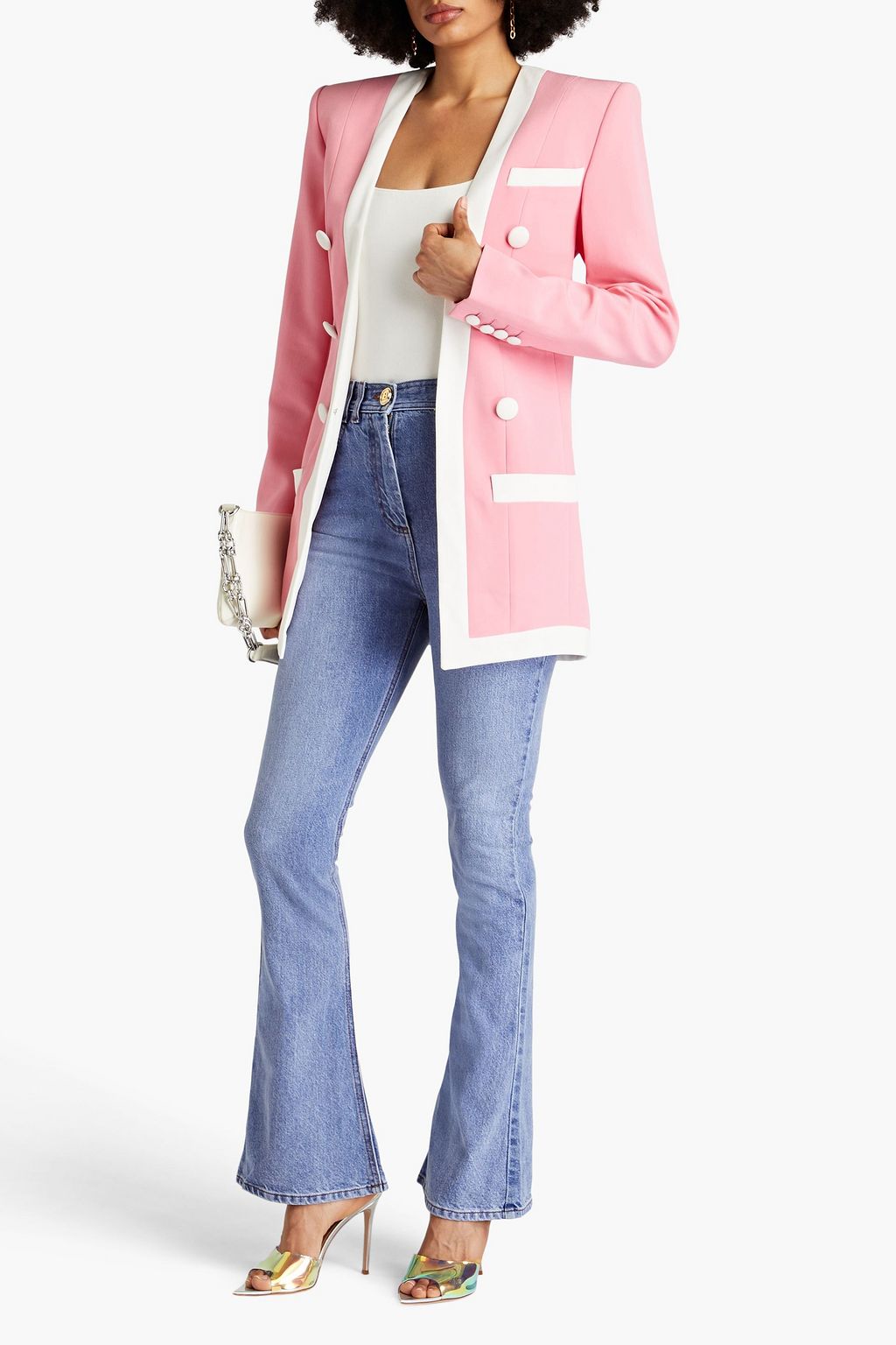 BALMAIN Two-tone crepe blazer