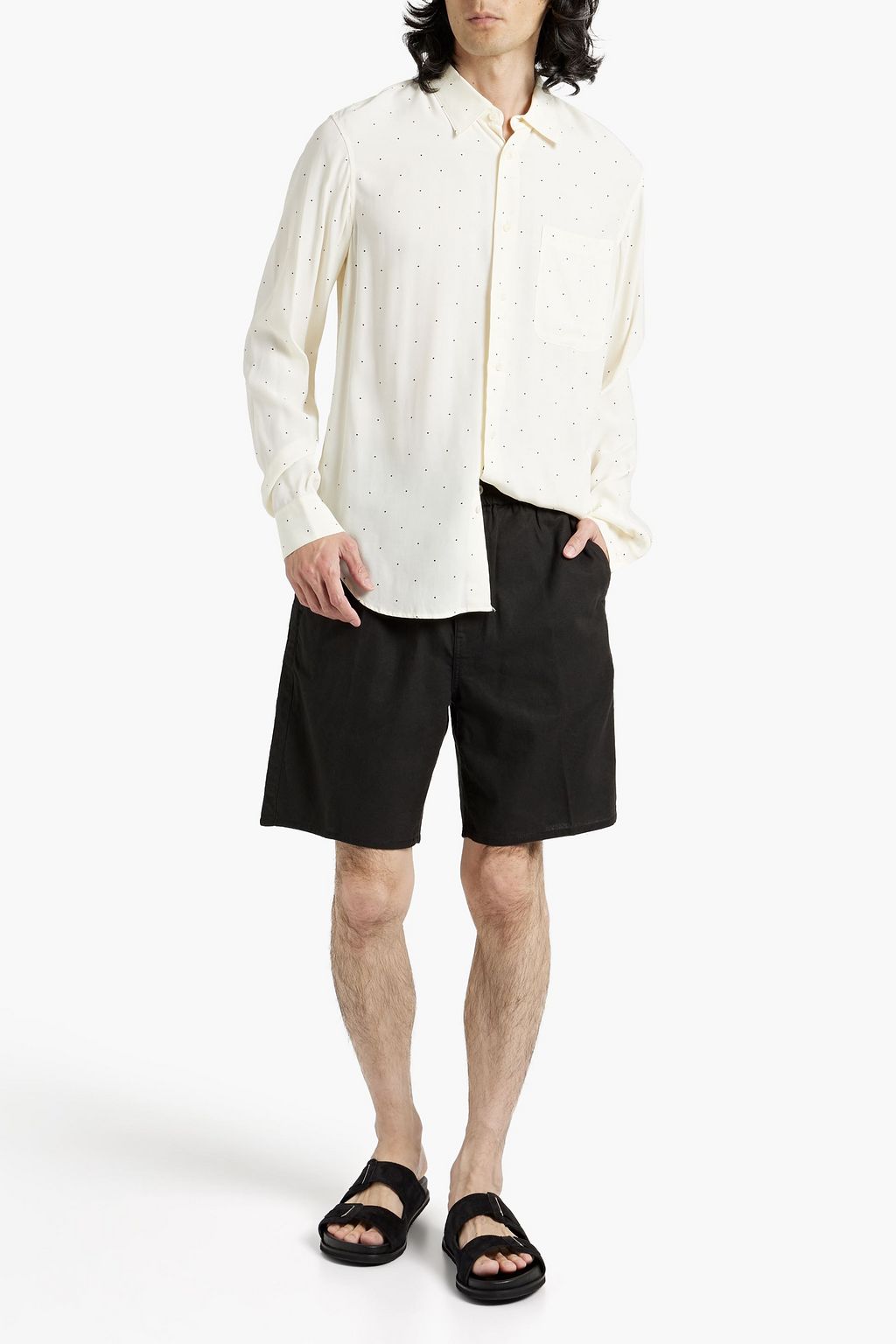 RAG & BONE شورت «ريد» من مزيج القطن والكتان مزود برباط على الخصر