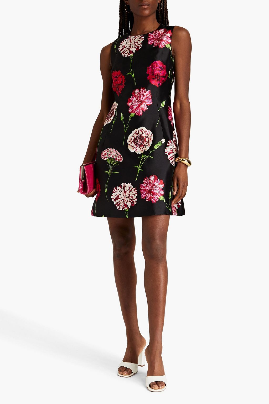 DOLCE&GABBANA Floral-print silk-twill mini dress