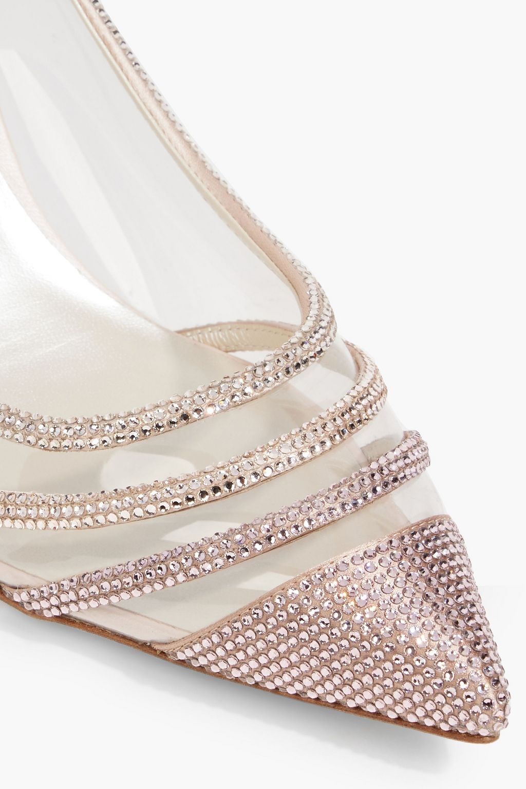 RENE' CAOVILLA Vivienne embellished satin and PVC pumps
