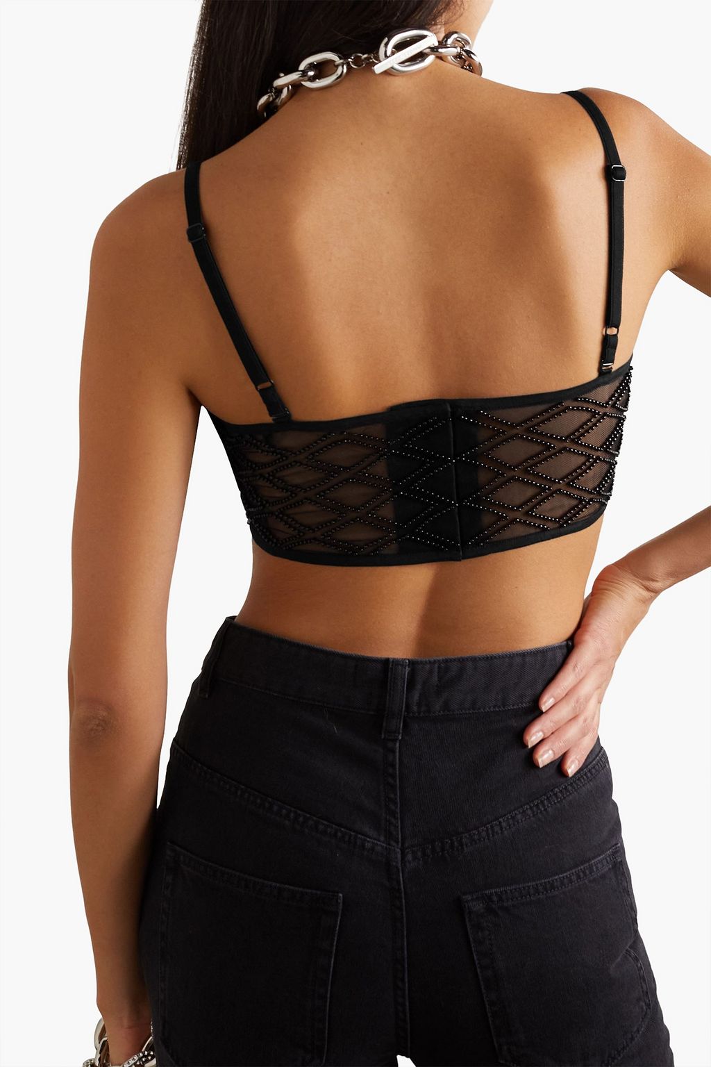 ISABEL MARANT Kienora bead-embellished tulle bra top