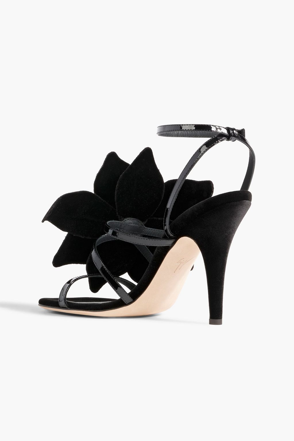 GIUSEPPE ZANOTTI Florant embellished velvet and patent-leather sandals