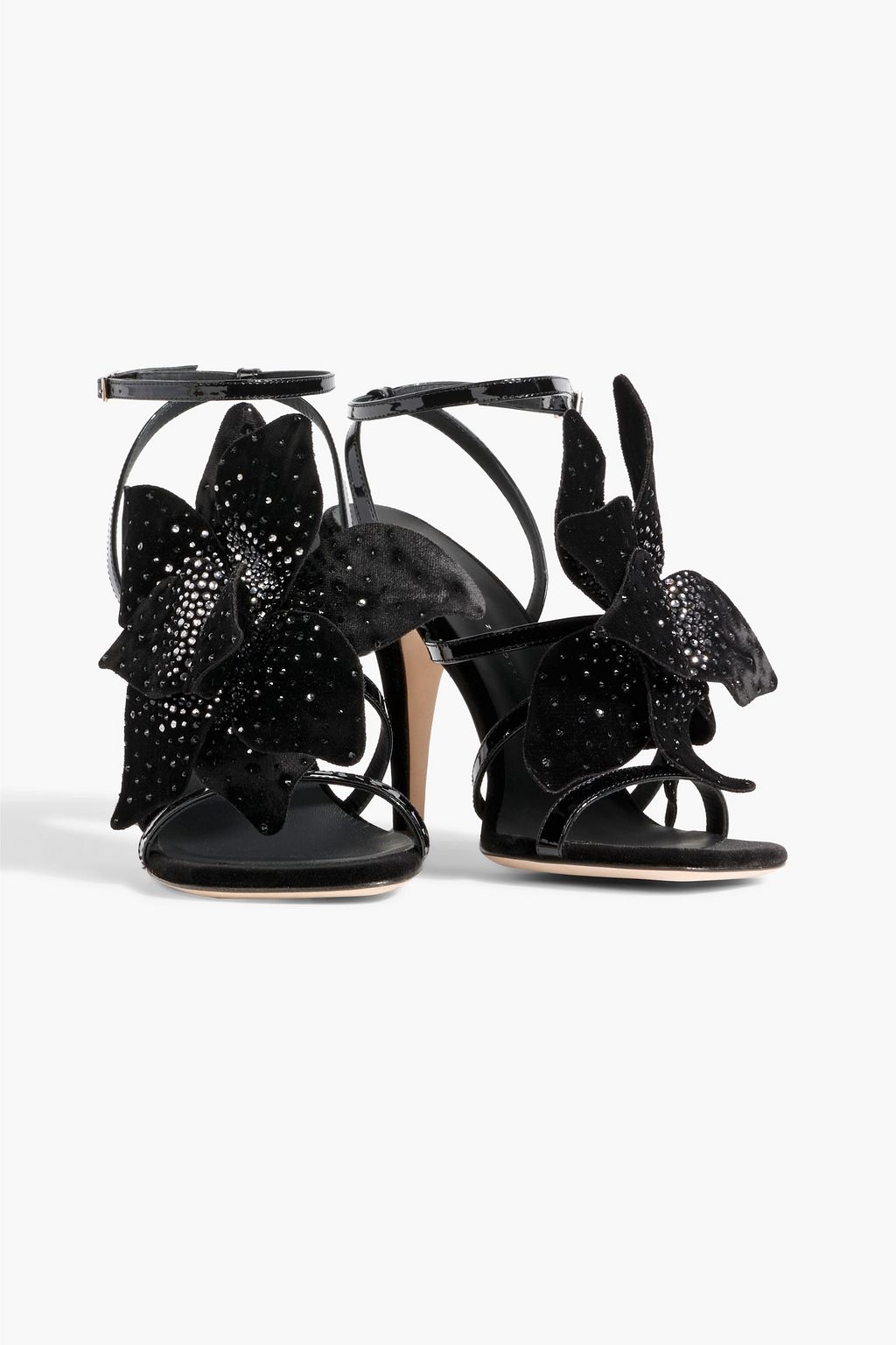 GIUSEPPE ZANOTTI Florant embellished velvet and patent-leather sandals
