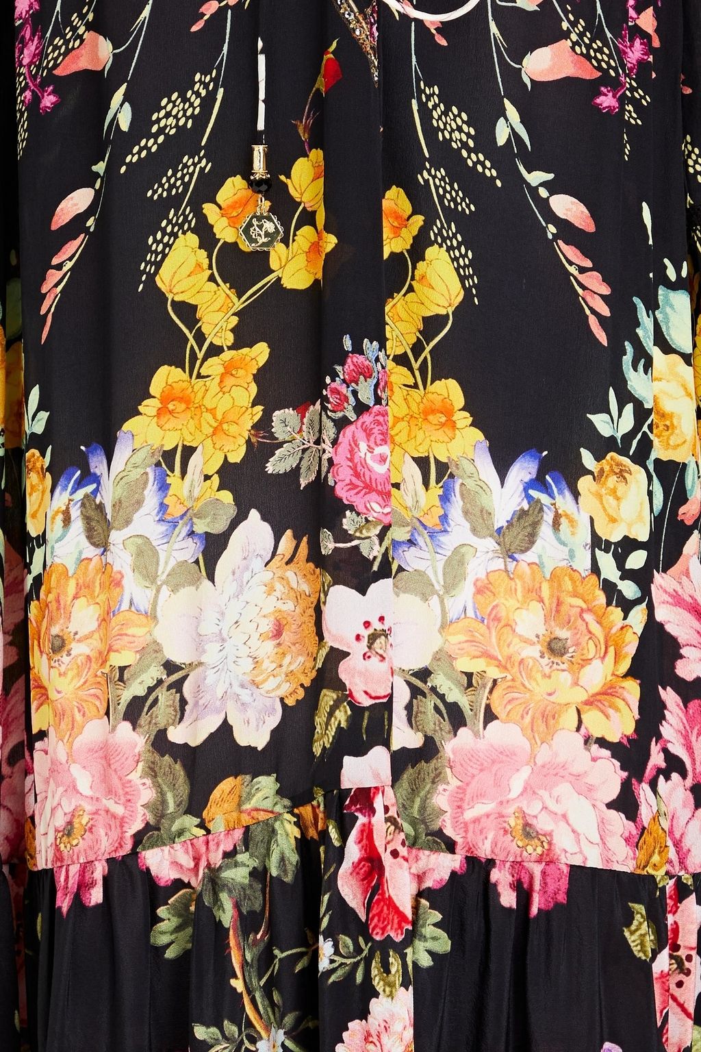 CAMILLA Gathered floral-print silk-crepe maxi dress