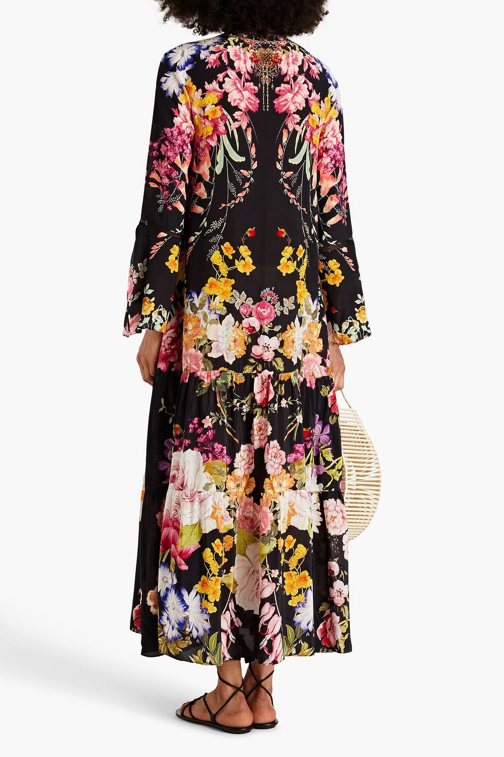CAMILLA Gathered floral-print silk-crepe maxi dress