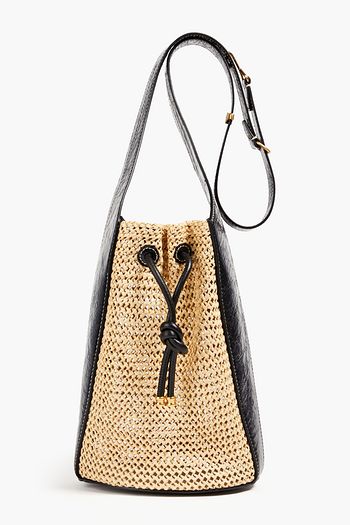 Tory Burch Fleming Raffia Bucket Bag