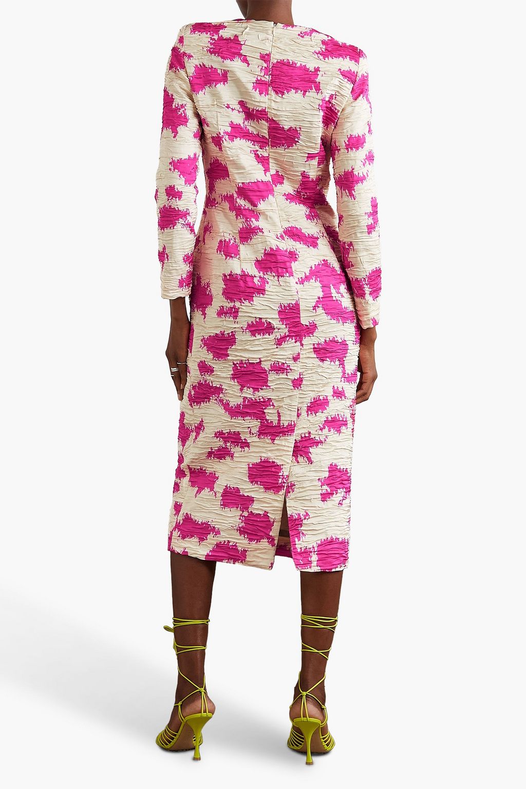 DRIES VAN NOTEN Printed satin-cloqué midi dress