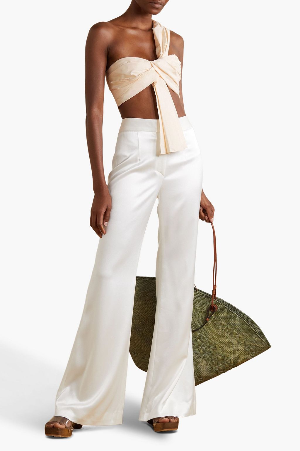JOHANNA ORTIZ Upolu one-shoulder cropped twisted cotton-voile top