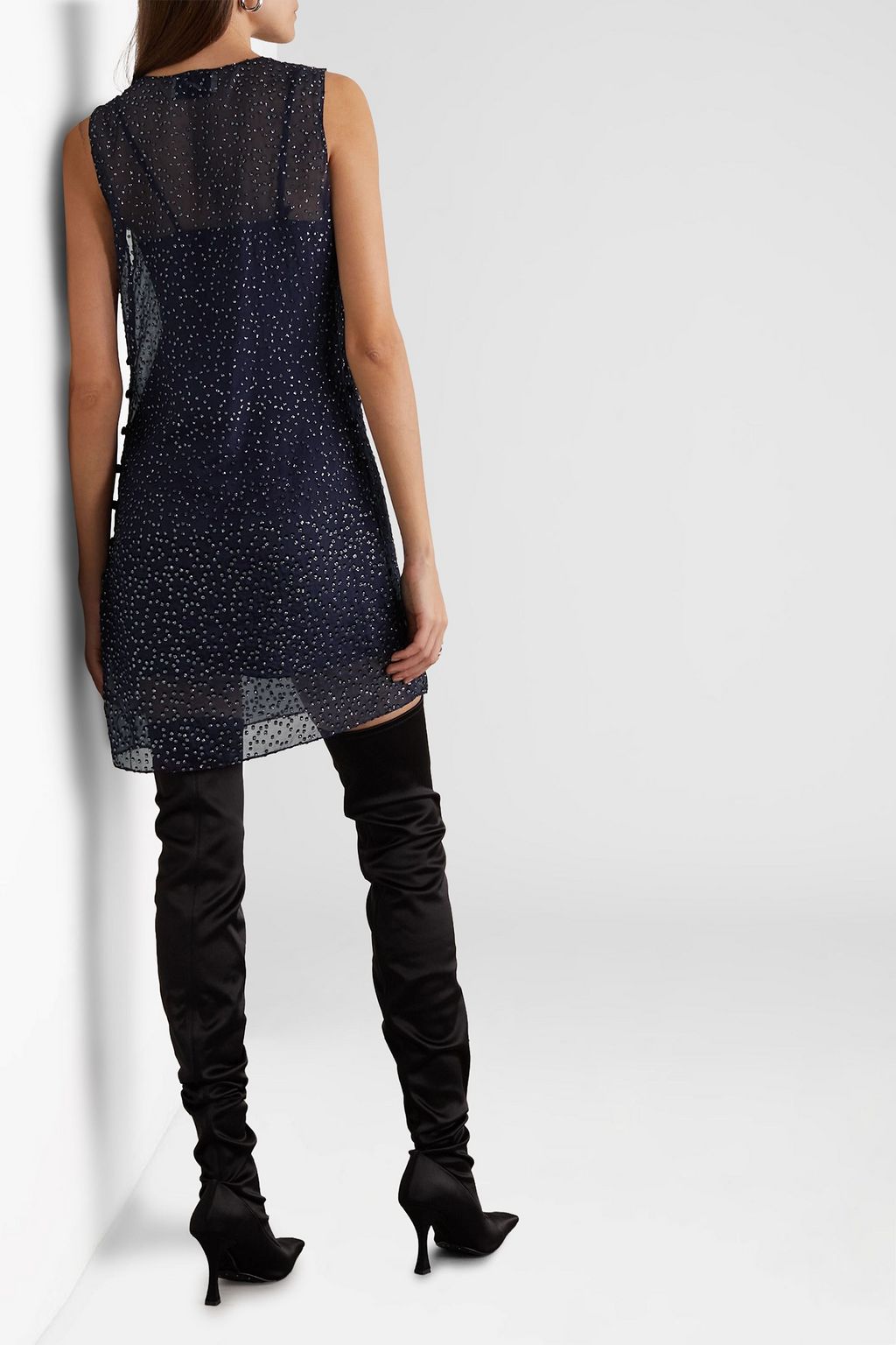 COPERNI Glittered silk-chiffon mini dress