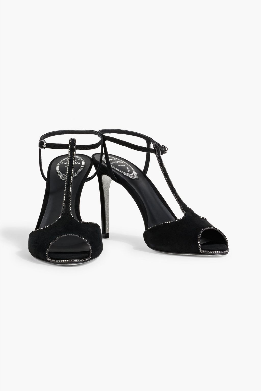 RENE' CAOVILLA Grace crystal-embellished suede sandals