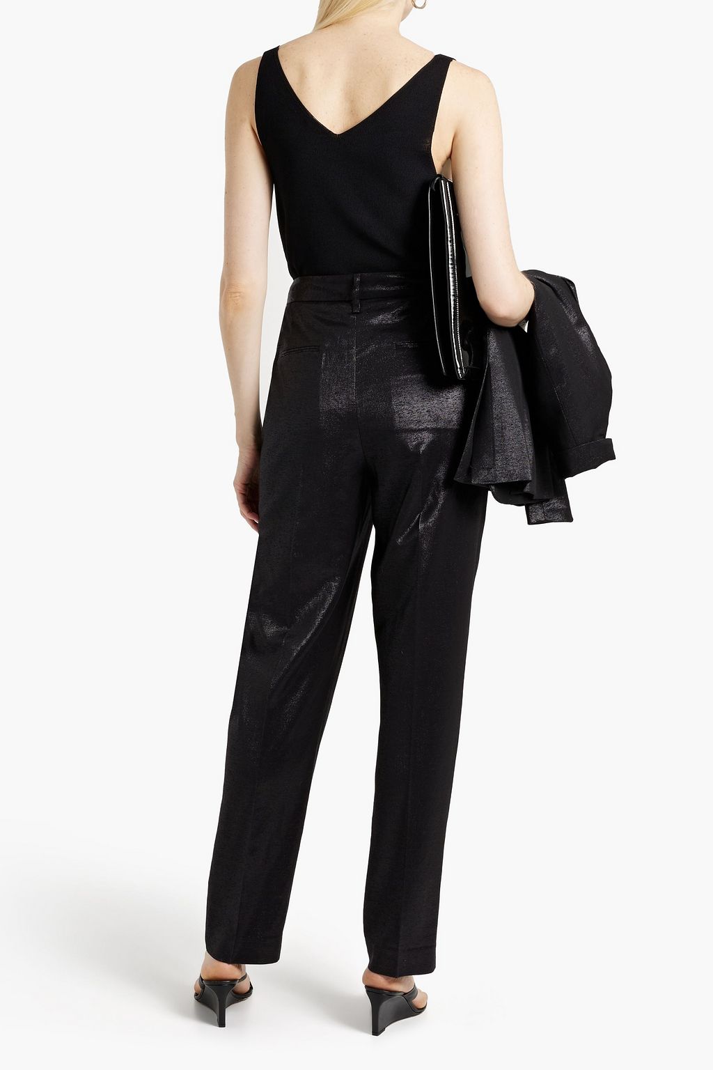 RAG & BONE Razor metallic wool-blend twill straight-leg pants