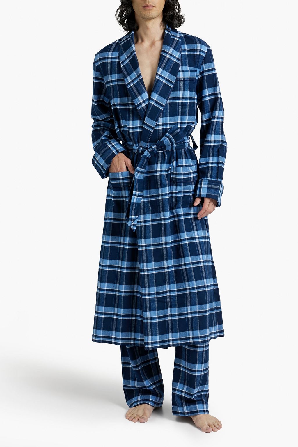 DEREK ROSE Kelburn checked cotton-flannel robe