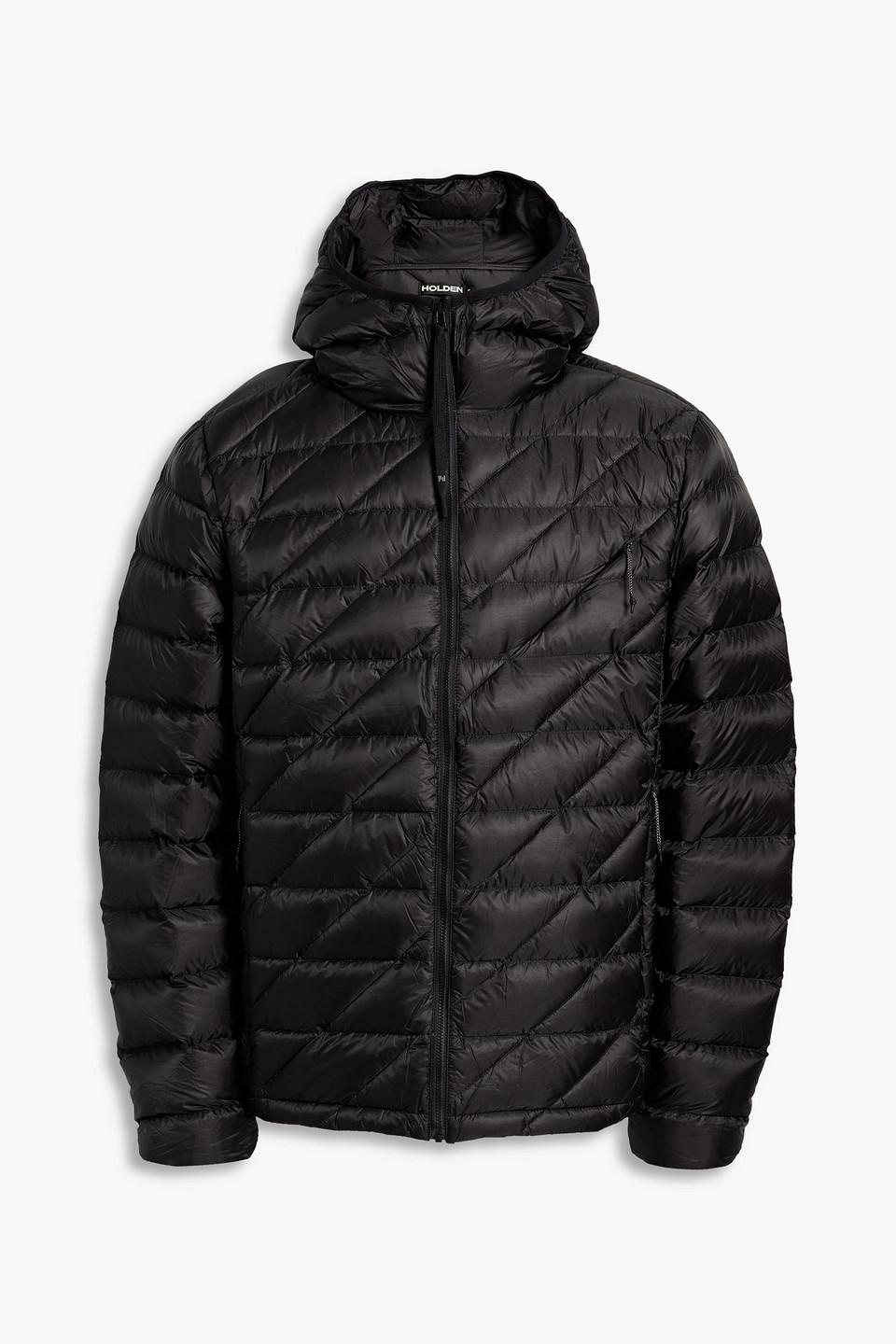 Quilted shell hooded down jacket