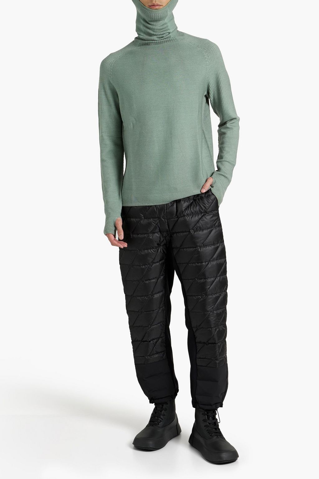 HOLDEN Slim-fit jacquard-knit merino wool turtleneck sweater