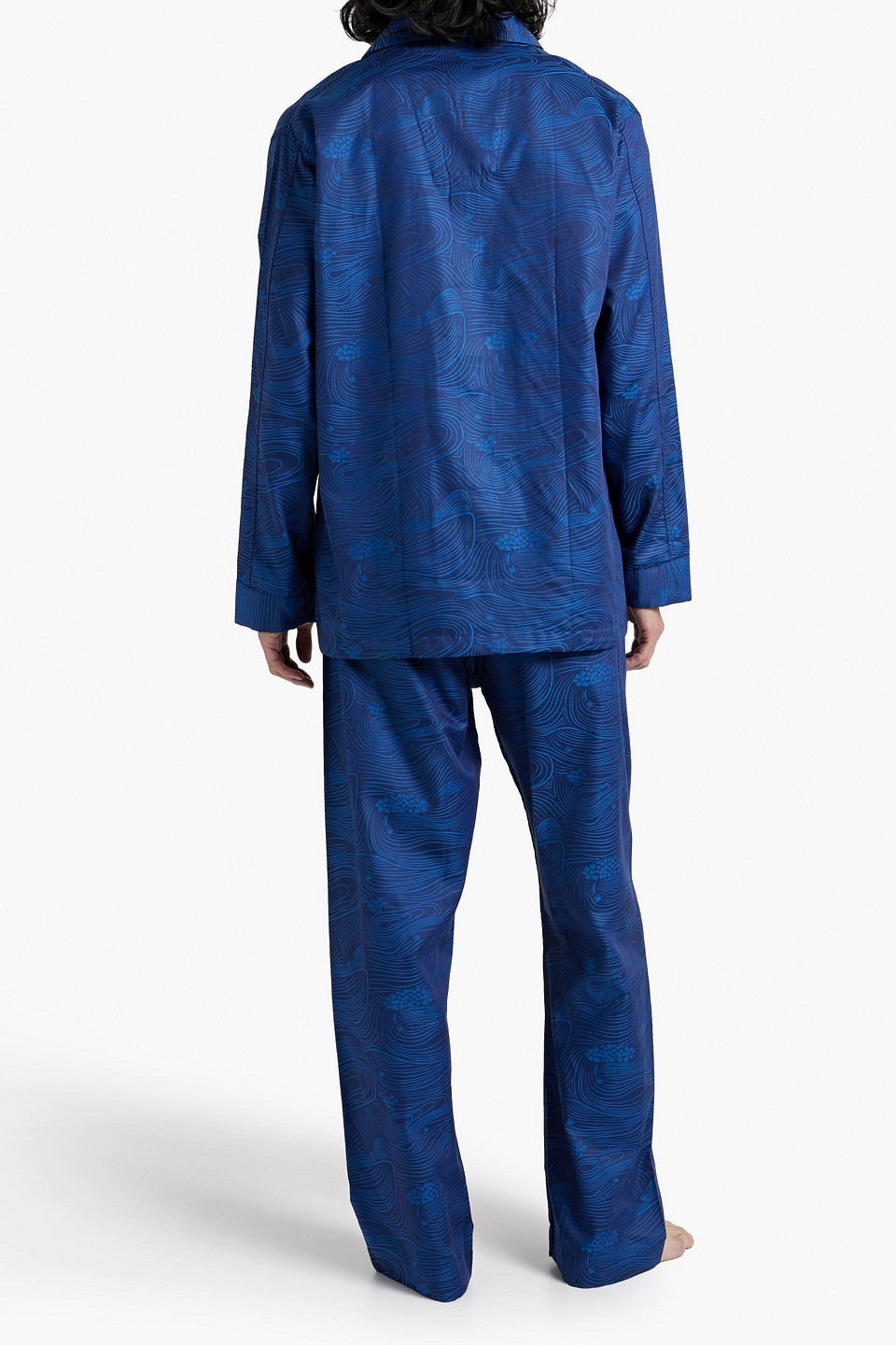 Shop Derek Rose Paris Cotton-jacquard Pajama Set In Royal Blue