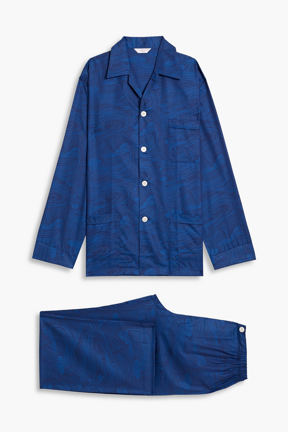 Derek Rose Paris Cotton-jacquard Pajama Set In Royal Blue