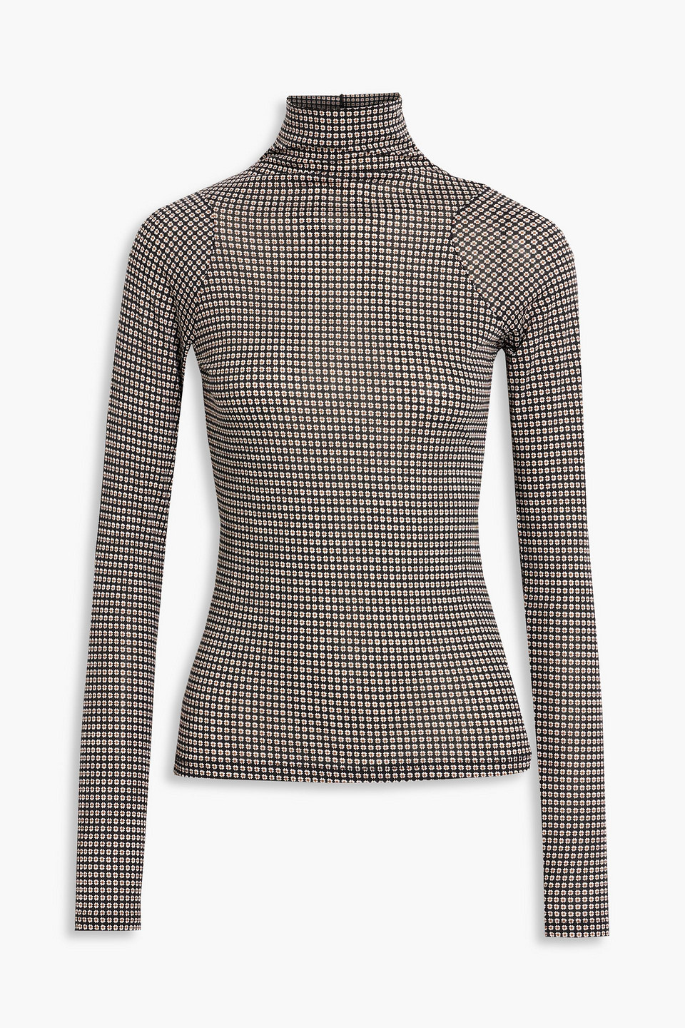 Rag & Bone Shaw Geo Print Paneled Turtleneck Top In Black