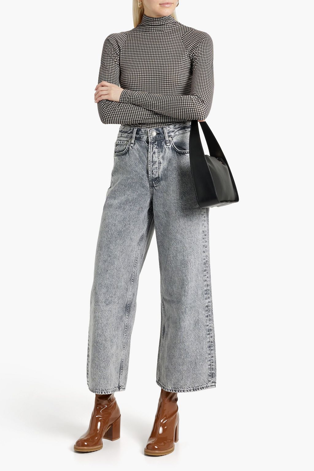 RAG & BONE Printed cotton and modal-blend jersey turtleneck top