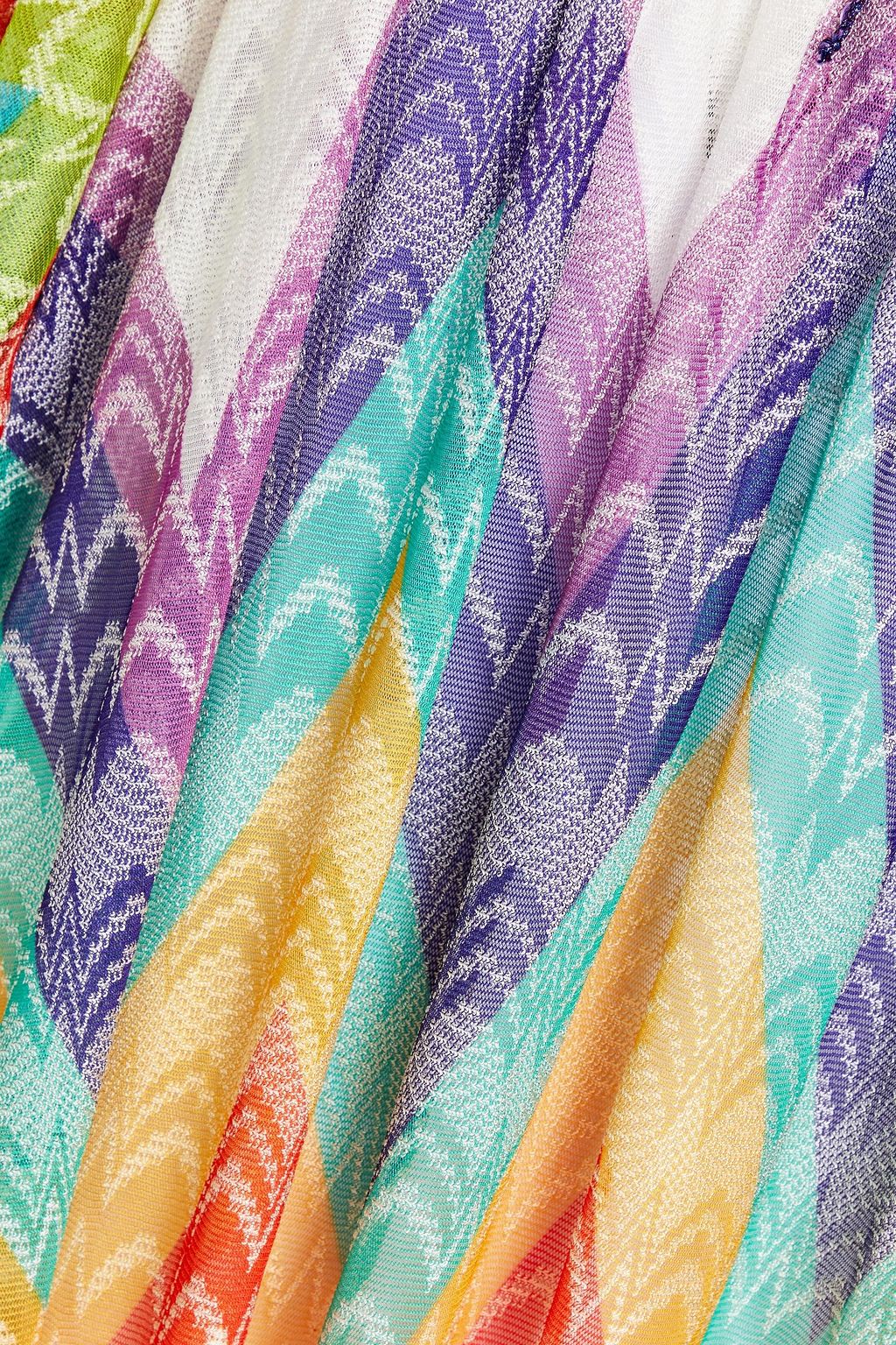 MISSONI 오프 더 숄더 개더 디테일 크로셰 니트 미니 드레스