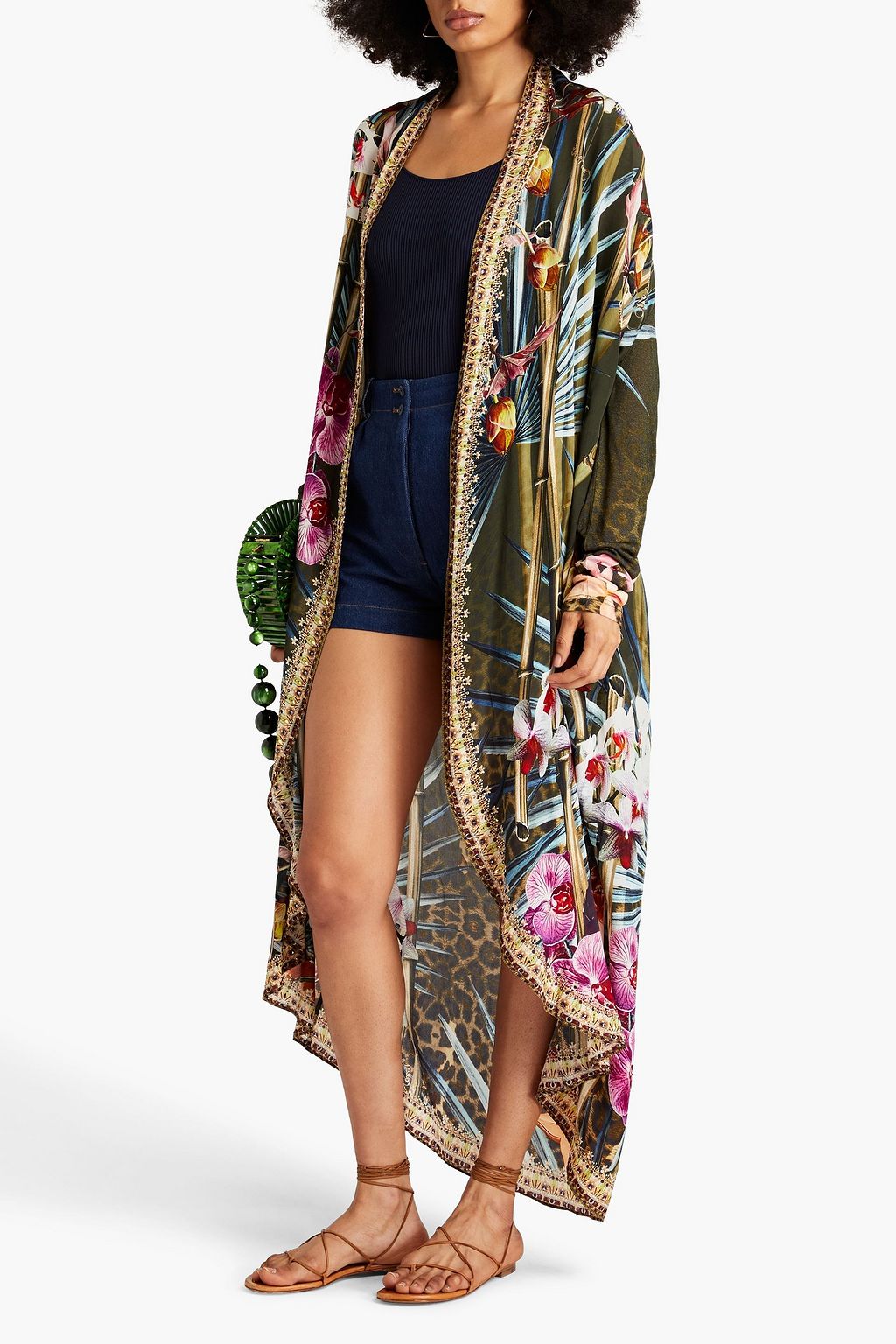 CAMILLA Oversized printed silk kimono