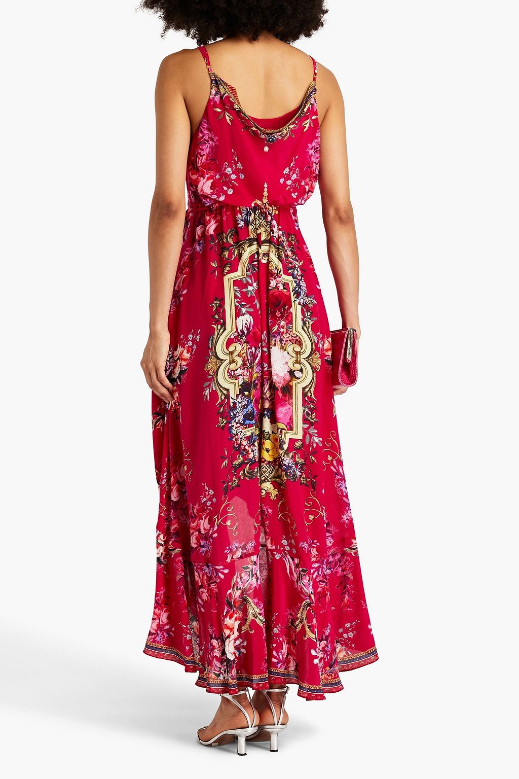CAMILLA Bead-embellished floral-print silk maxi wrap dress