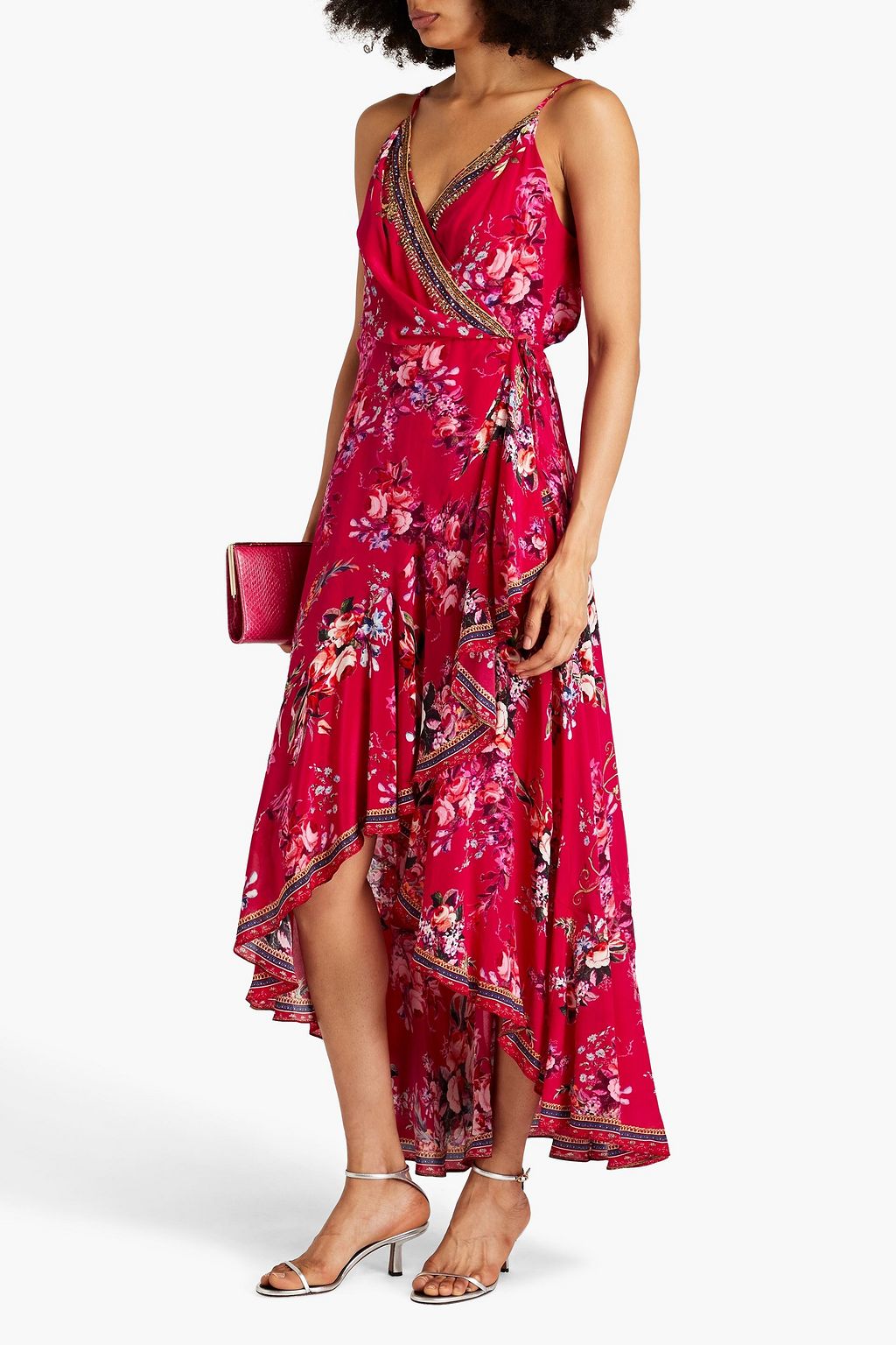 CAMILLA Bead-embellished floral-print silk maxi wrap dress