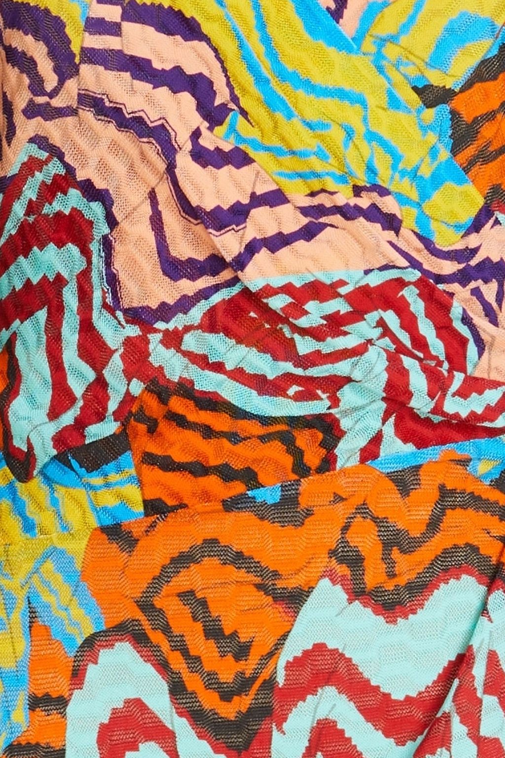 MISSONI Wrap-effect printed crochet-knit mini dress
