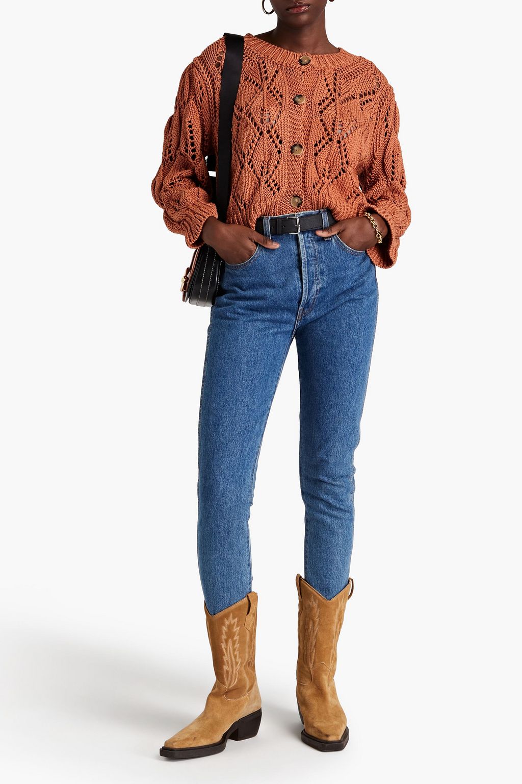 BA&SH Pointelle-knit cotton cardigan