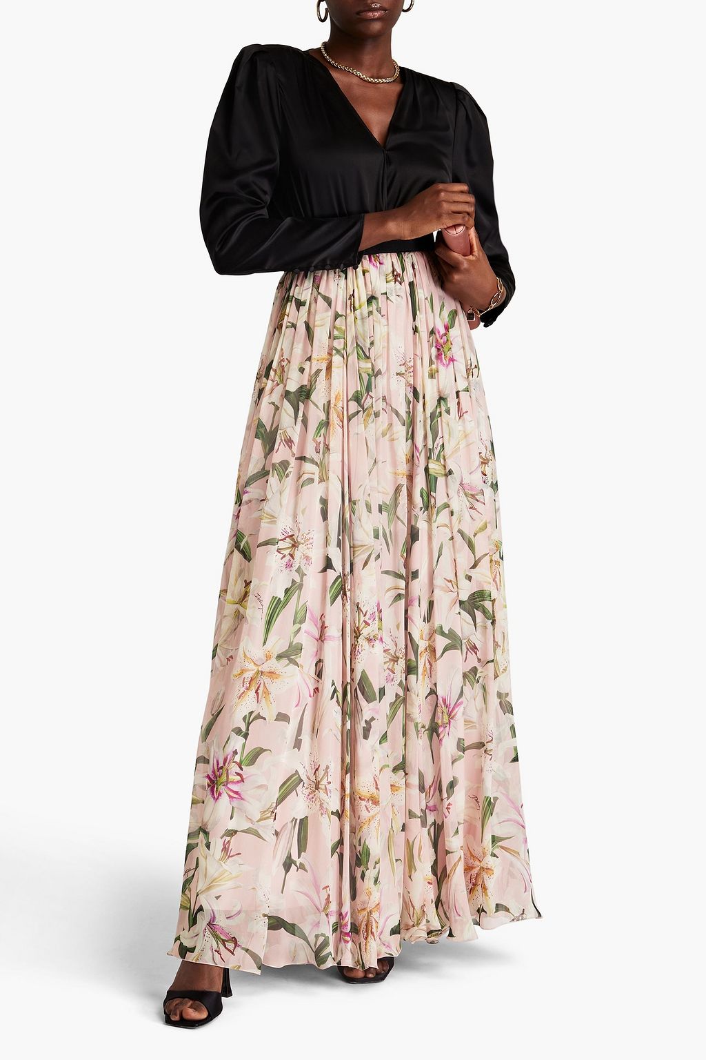 DOLCE&GABBANA シルクボイル マキシスカート フローラルプリント