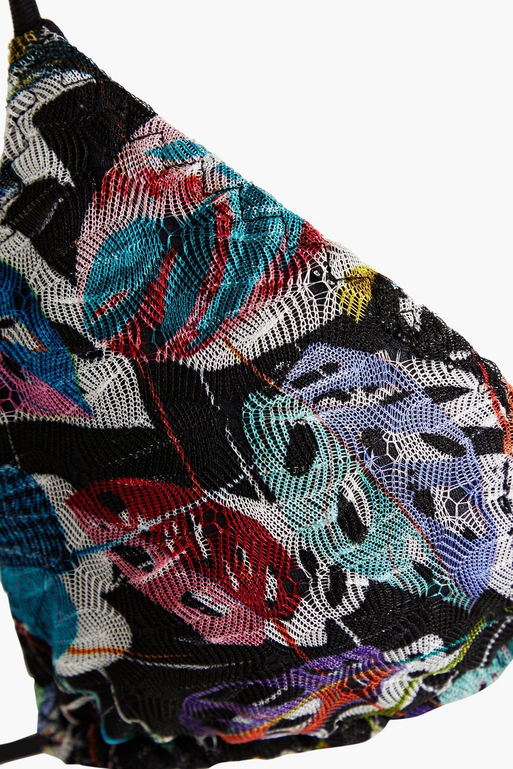 MISSONI Fringed floral-print crochet-knit triangle bikini