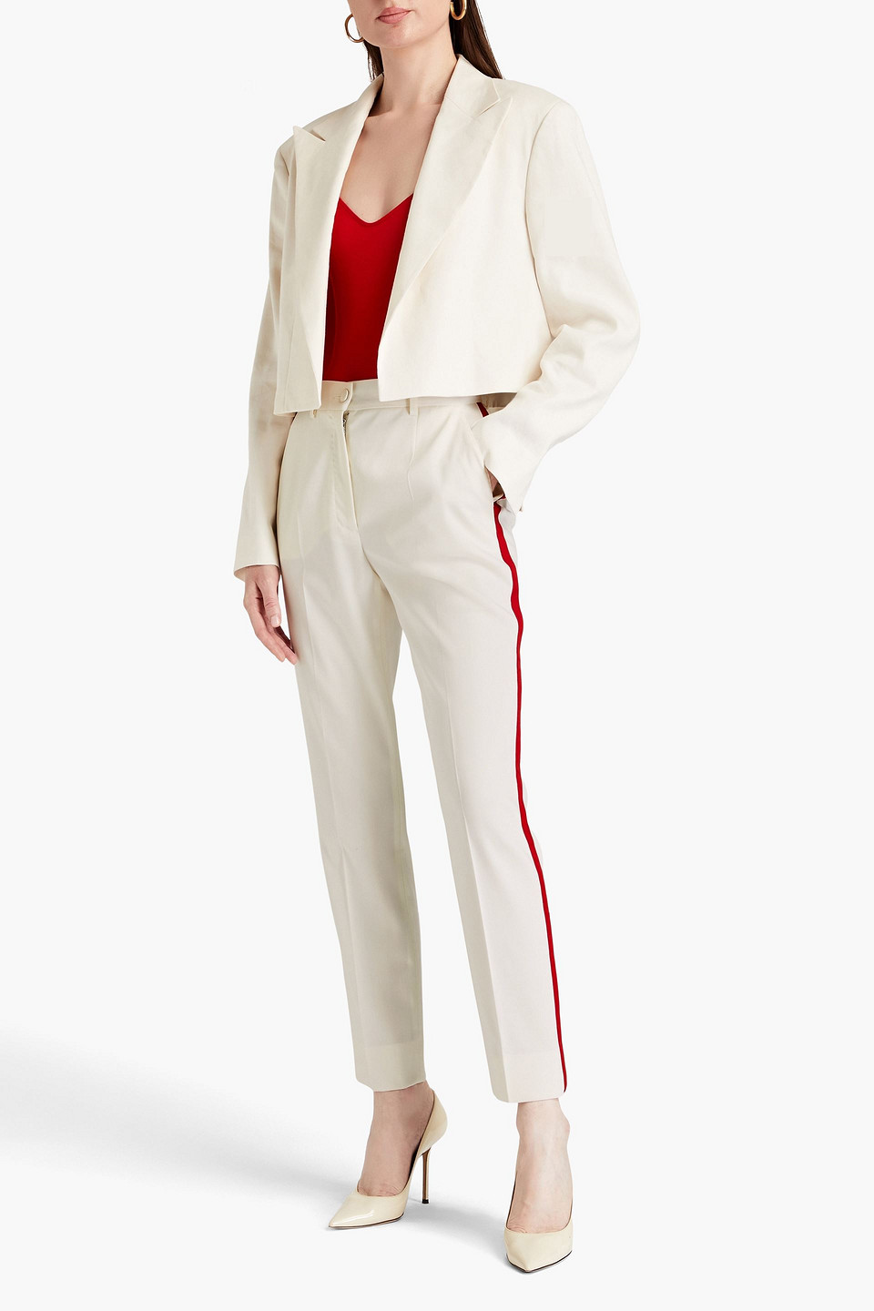 Dolce & Gabbana Wool-blend Tapered Pants In White