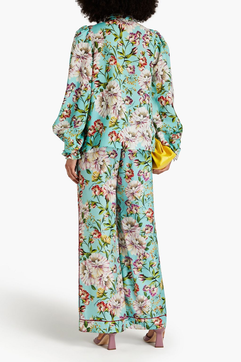 DOLCE&GABBANA Floral-print silk-crepe wide-leg pants