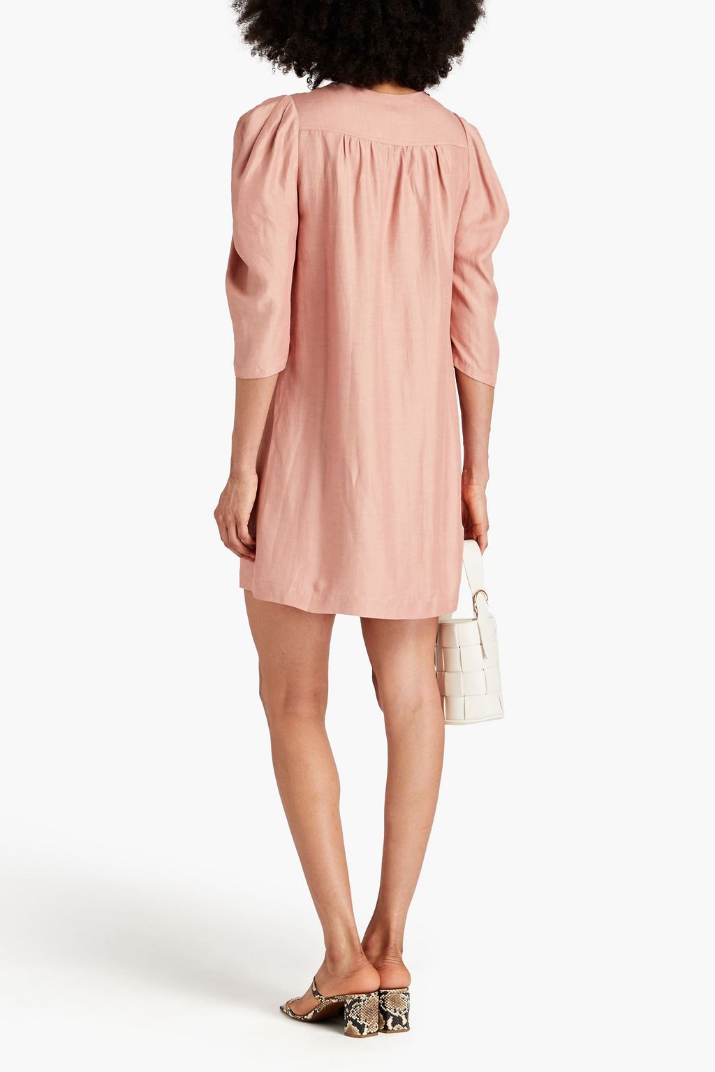BA&SH Beny lace-up twill mini dress