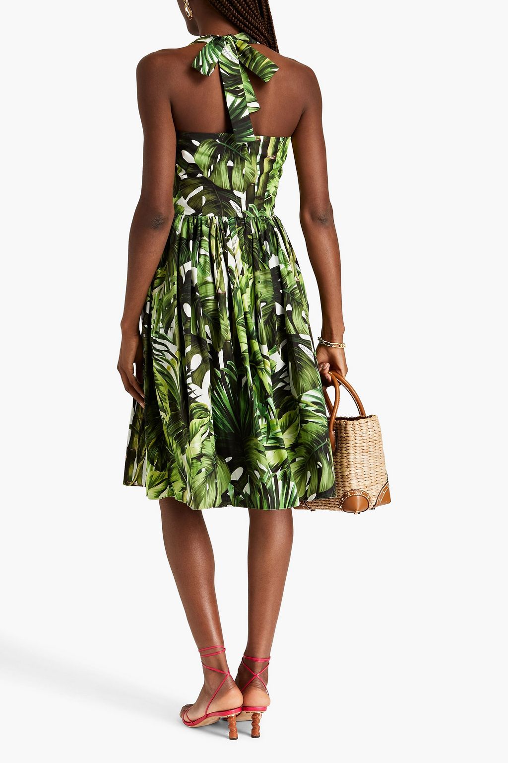 DOLCE&GABBANA Gathered printed cotton-voile midi dress
