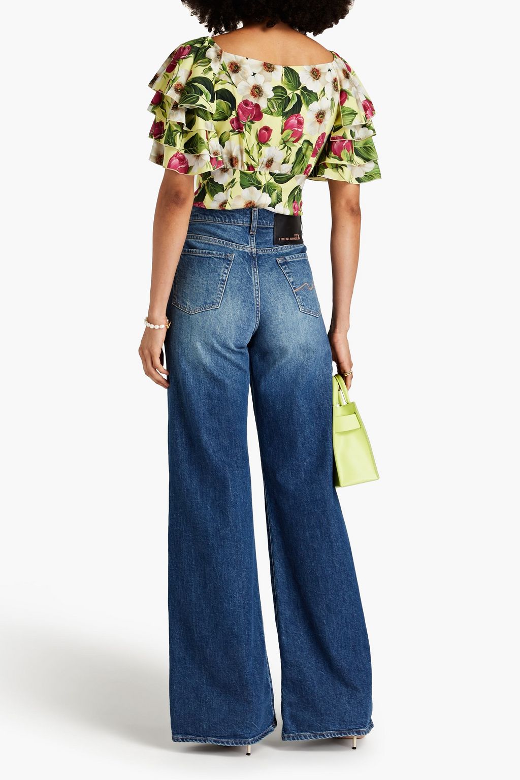 DOLCE&GABBANA Ruffled floral-print silk-crepe top