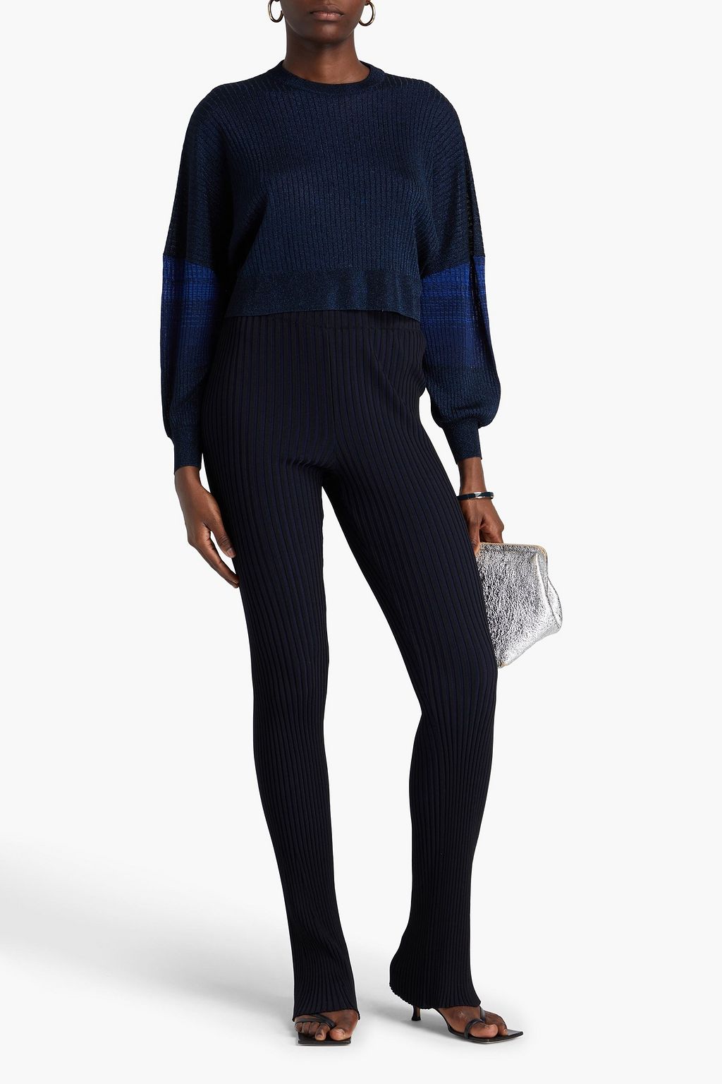 MISSONI Ribbed-knit lamé sweater